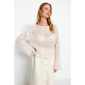 Trendyol Stone Thin Openwork/Perforated Knitwear Sweater