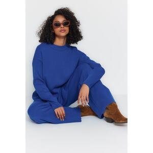Trendyol Indigo Wide Fit Basic Top and Bottom Set With Trousers, Tricot