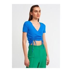 Dilvin 10194 Double-breasted Collar With Pleats in the Front, Knitwear Crop-sax