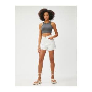 Koton Crop Tank Top Ribbed Barbell Neck Sleeveless