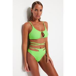 Trendyol Green Cut Out/Window High Waist Normal Leg Bikini Bottom