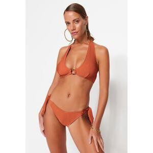 Trendyol Tile Tied Textured Normal Leg Bikini Bottom