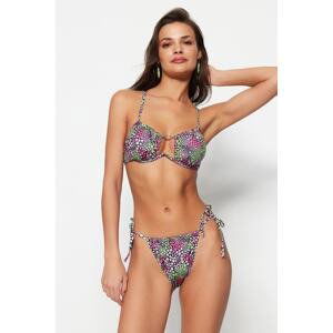 Trendyol Floral Patterned Tie-Up High Leg Bikini Bottom