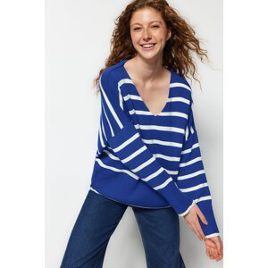 Trendyol Saks Wide Fit Basic Striped Knitwear Sweater