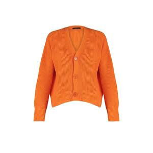 Trendyol Orange Wide Fit V-Neck Knitwear Cardigan