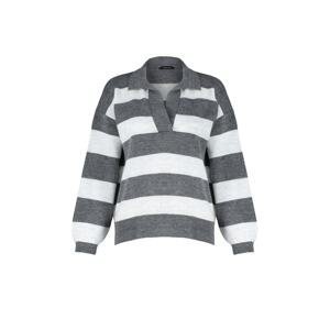 Trendyol Anthracite Wide fit. A Soft Textured, Color Block Knitwear Sweater