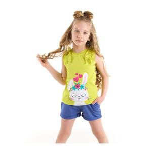 Denokids Rabbit Heart Cotton Combed Cotton Girl T-shirt Short Set