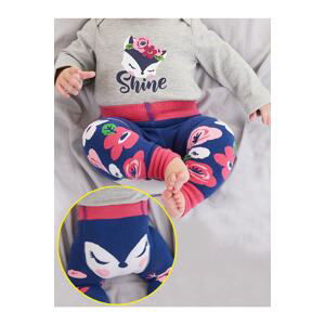 Denokids Fox Baby Girl Navy Blue Pink Leggings-pants