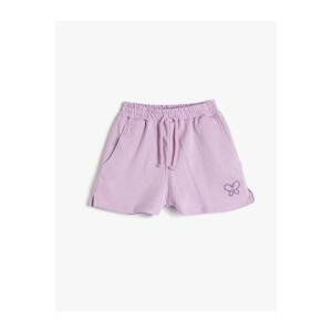 Koton Shorts with Tie Waist Elastic Pocket, Butterfly Print Detailed.