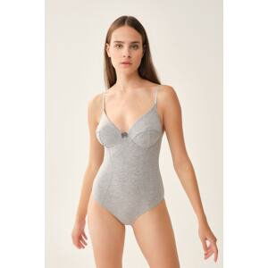 Dagi Gray Strappy Cotton Bodysuit