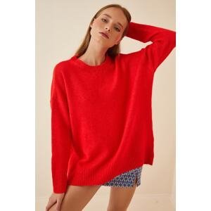Happiness İstanbul Women's Vivid Red Oversize Knitwear Sweater