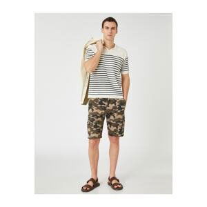 Koton Cargo Shorts Camouflage Printed Buttoned with Pocket Detail