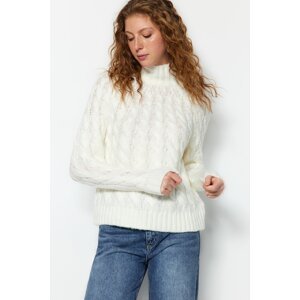 Trendyol Ecru Soft-textured Braided Sweater Sweater
