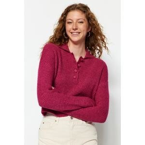 Trendyol Fuchsia Crop Soft Textured Knitwear Sweater
