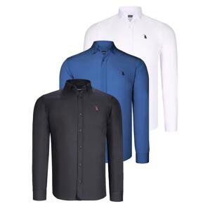 TRIPLE SET G725 DEWBERRY MENS SHIRT-BLACK-WHITE-INDIGO