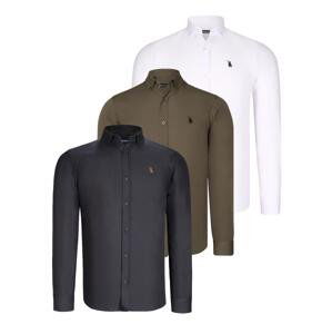 TRIPLE SET G725 DEWBERRY MENS SHIRT-BLACK-WHITE-GREEN