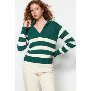 Trendyol Green Wool Striped Knitwear Sweater