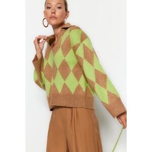 Trendyol Camel Wide Fit Soft Textured Patterned Knitwear Sweater