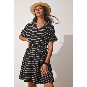 Happiness İstanbul Women's Black Cut Out Detailed Knitted Summer Daily Dress