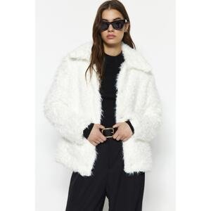 Trendyol Ecru Oversized Fur Jackets and Coats