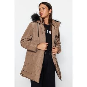 Trendyol Mink Oversized Fur Hooded Waterproof Parka Quilted Down Jacket