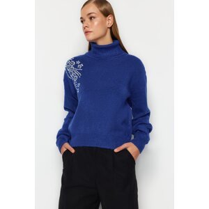 Trendyol Sax Stone Detailed Turtleneck Knitwear Sweater