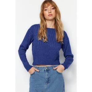 Trendyol Saks Crop Soft Textured Roving Knitted Sweater Sweater