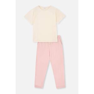 Dagi Ecru Short Sleeve Jogger Knitted Pajamas Set