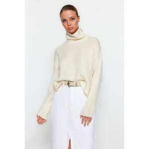 Trendyol Ecru Wide Fit Soft Textured Knitwear Sweater