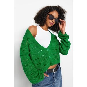 Trendyol Emerald Green Openwork/Perforated Knitwear Cardigan