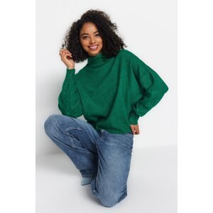 Trendyol Green Wide Fit, Soft Textured Standing Collar Knitwear Sweater