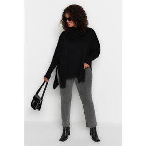 Trendyol Curve Black Slit Detailed Knitwear Sweater