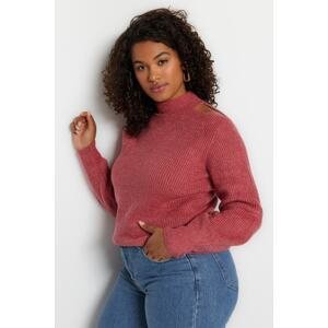 Trendyol Curve Dried Rose Shoulder Detailed Turtleneck Knitwear Sweater