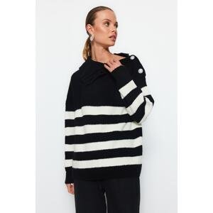 Trendyol Black Striped Turtleneck Knitwear Sweater
