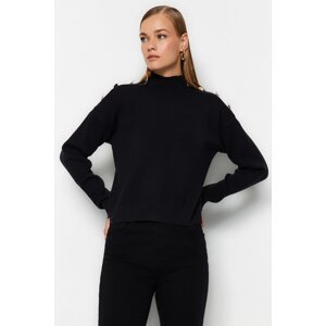 Trendyol Black Premium Thread/Special Thread Button Detailed Knitwear Sweater