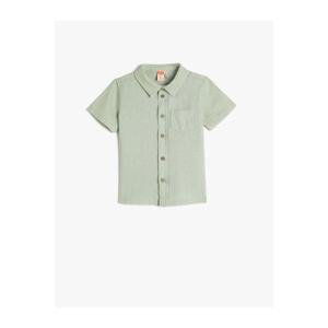 Koton Shirt Linen Blend Short Sleeve Single Pocket Detailed