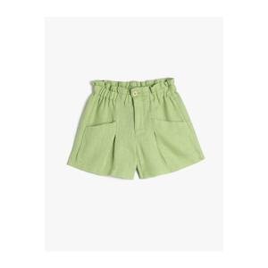 Koton Linen Shorts with Elastic Waist Pocket