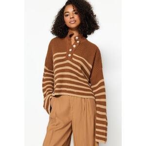 Trendyol Brown Striped Crew Neck Knitwear Sweater