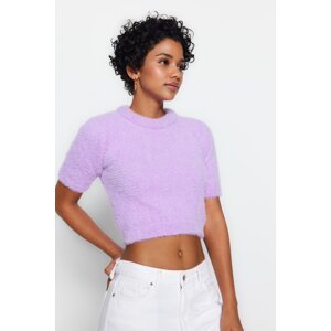 Trendyol Lilac Crop Feather Knitwear Blouse