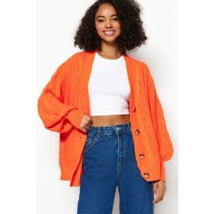 Trendyol Orange Wide Fit Knitwear Cardigan