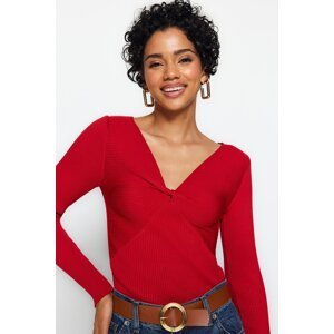 Trendyol Red V-Neck Knitwear Sweater