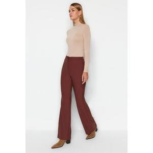 Trendyol Dark Brown Straight/Straight Fit Woven Trousers