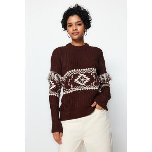Trendyol Brown Crew Neck Knitwear Sweater