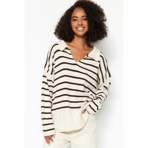 Trendyol Stone Wide Fit Striped Knitwear Sweater