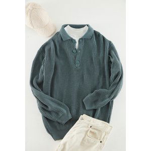 Trendyol Unisex Oil Oversize Fit Wide Fit Polo Neck Anti-Pilling Basic Knitwear Sweater.