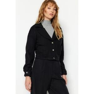 Trendyol Black Oversized Stamped Jacket Coat