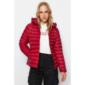 Trendyol Claret Red Water-Repellent Inflatable Coat with Collapsible Bag Detailed