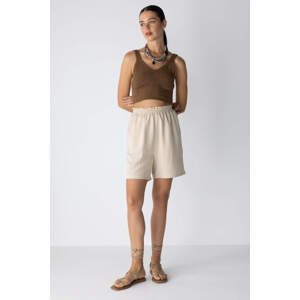 DEFACTO Paperbag Waist Wide Leg Linen Blended Shorts