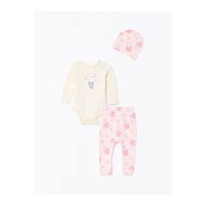 LC Waikiki Crew Neck Long Sleeve Printed Baby Girl 3-piece Set