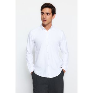 Trendyol White Men's Slim Fit Shirt With Leather Accessories